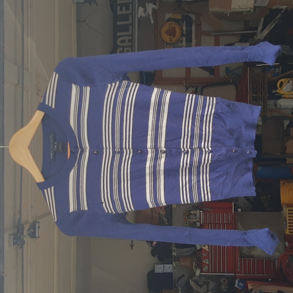 Marc Jacobs blue and white striped cardigan